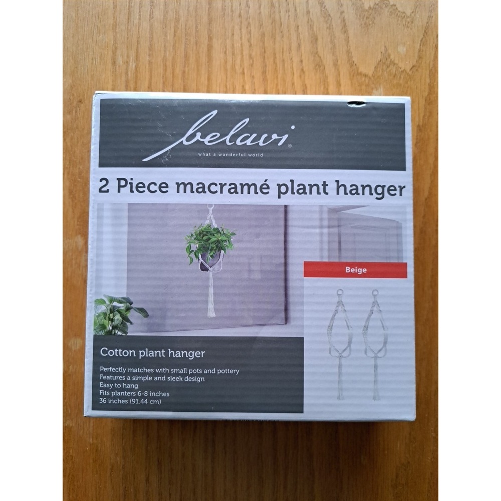 Belari 2 Piece Macrame Cotton‎ Plant Hanger Beige NEW